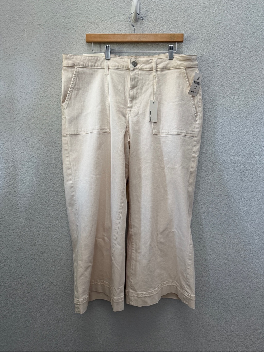 Warp + Weft ICN Incheon Wide Leg Jeans Size 18 NWT Bone Off White High Rise